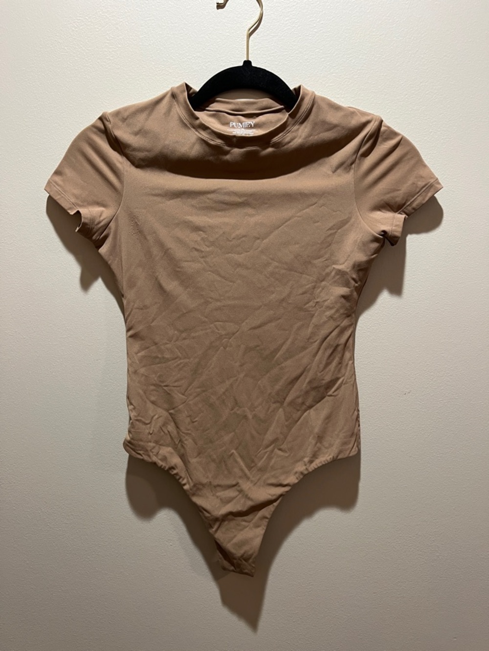 Women's Short Sleeve Bodysuit in Light Brown